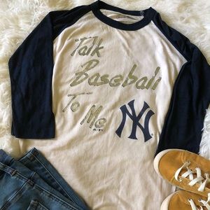 NY Yankees Talk Baseball To Me Womens Tee S